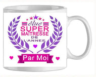 Mug - maitresse elue super maitresse (ref - 73664) - Mug personnalisé | Shopping cadeaux 93