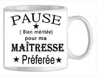 Mug - maitresse pause bien méritée (ref - 38144) - Mug personnalisé | Shopping cadeaux 93