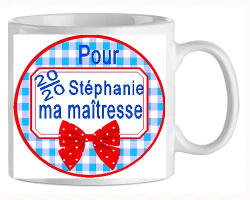 Mug - maitresse - personnalise 20/20 (ref - 77703) - Mug personnalisé | Shopping cadeaux 93