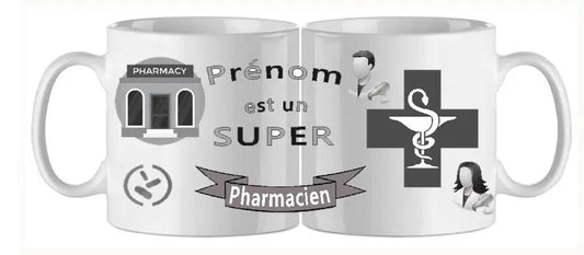 Mug - metier personnalise pharmacien (ref - 82910) - Mug personnalisé | Shopping cadeaux 93