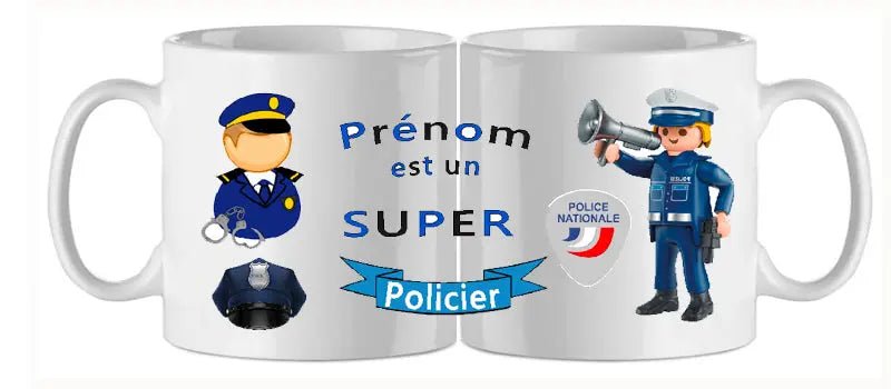 Mug - metier personnalise policier (ref - 21191) - Mug personnalisé | Shopping cadeaux 93